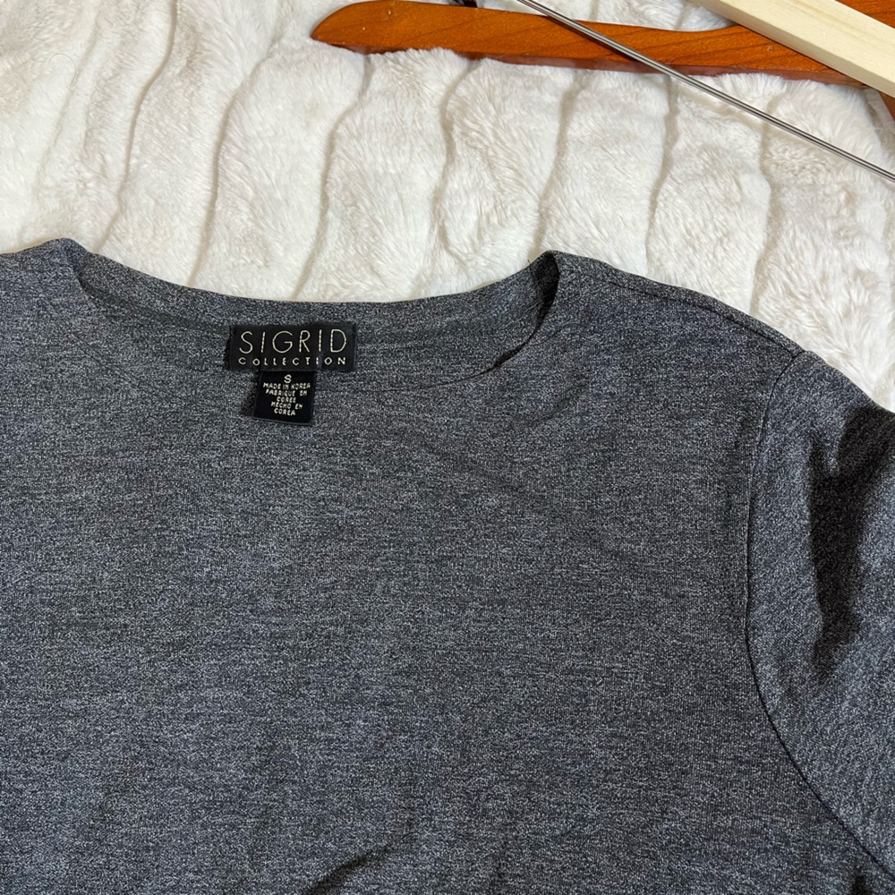 Workwear S Grey Stretchy 3/4 Slv Sigrid Collection Office Minimal Off Duty Top